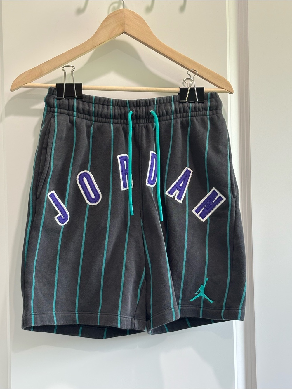 Jordan Men's Black with Teal Pinstripe Athletic Shorts